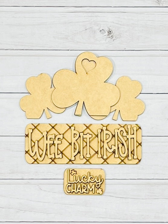 Clover, Irish, Lucky Charm, Wood cut out, Craft kit, St Patricks Day